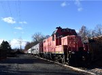 GP7u # 23 pushes the Polar Express train away from the Troy Hills Rd Xing 